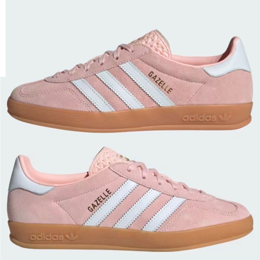 adidas Gazelle Pink and White Athletic Shoes